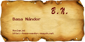 Basa Nándor névjegykártya